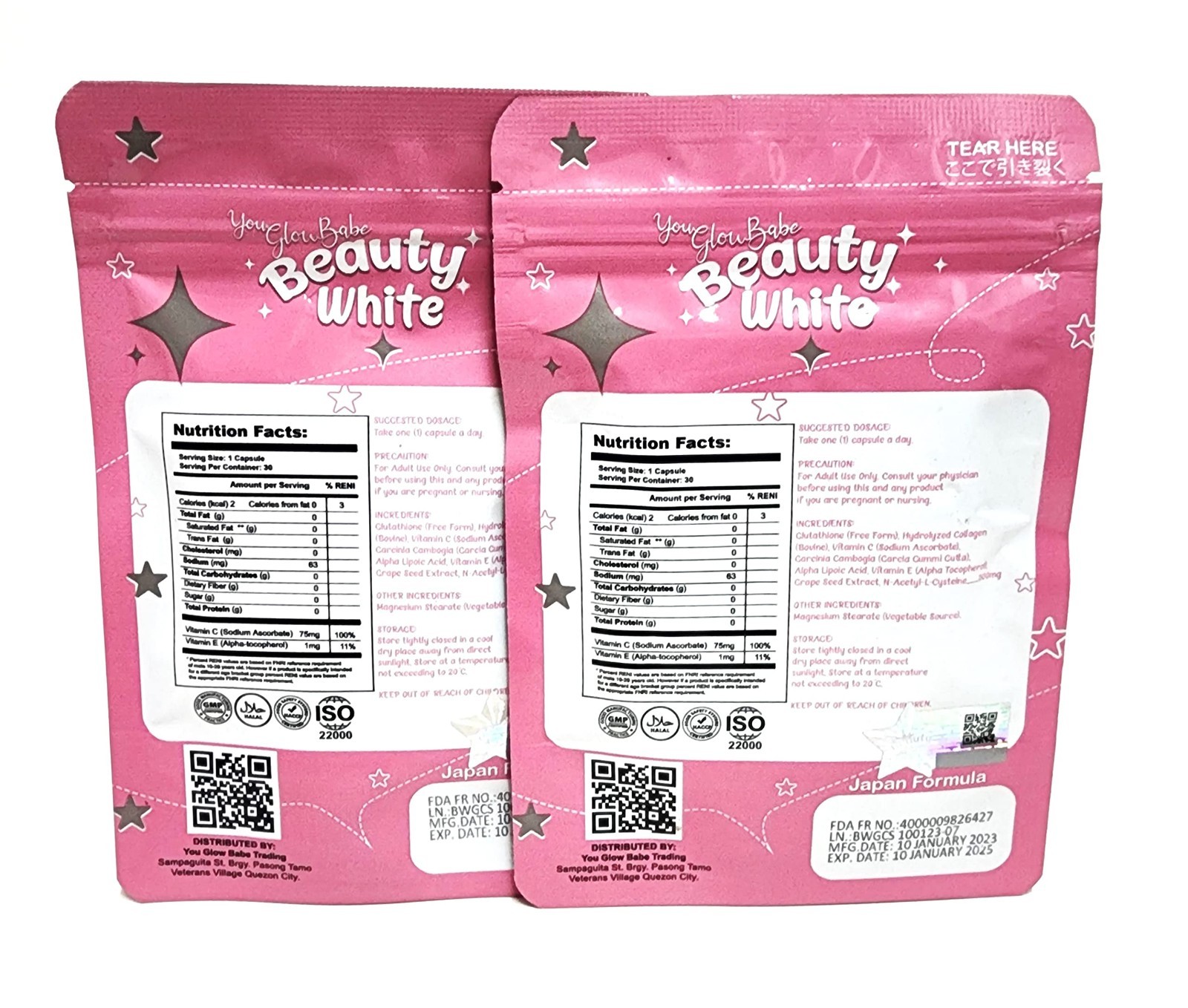 4 in 1 Glutathione Beauty Supplement – 60 Capsules (2 Packs of 30) – Skin Glow &