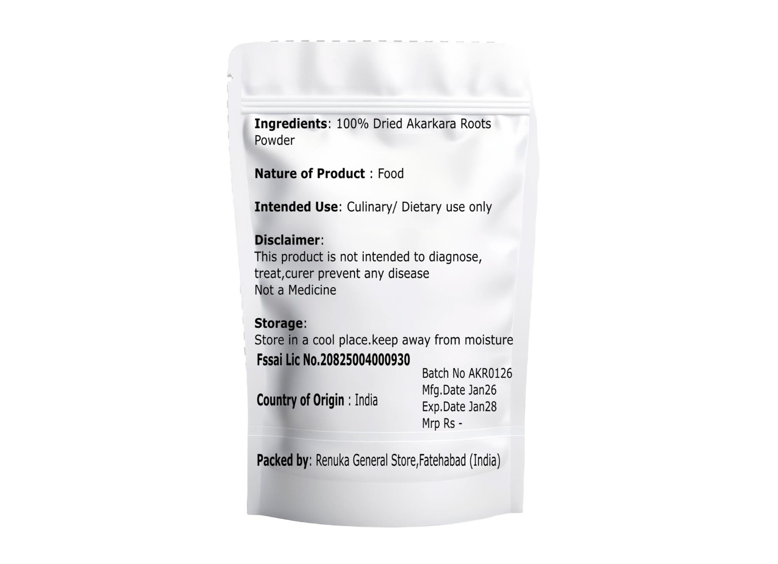 Akarkara Roots Herbal Supplement powder 100gm