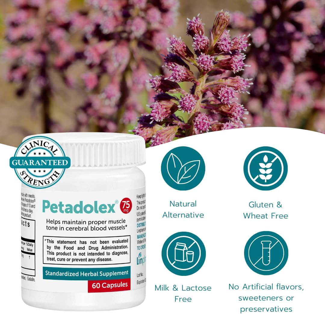 Migraine Relief – Patented Butterbur Root Extract, 75Mg Pa-Free Butterbur Extrac