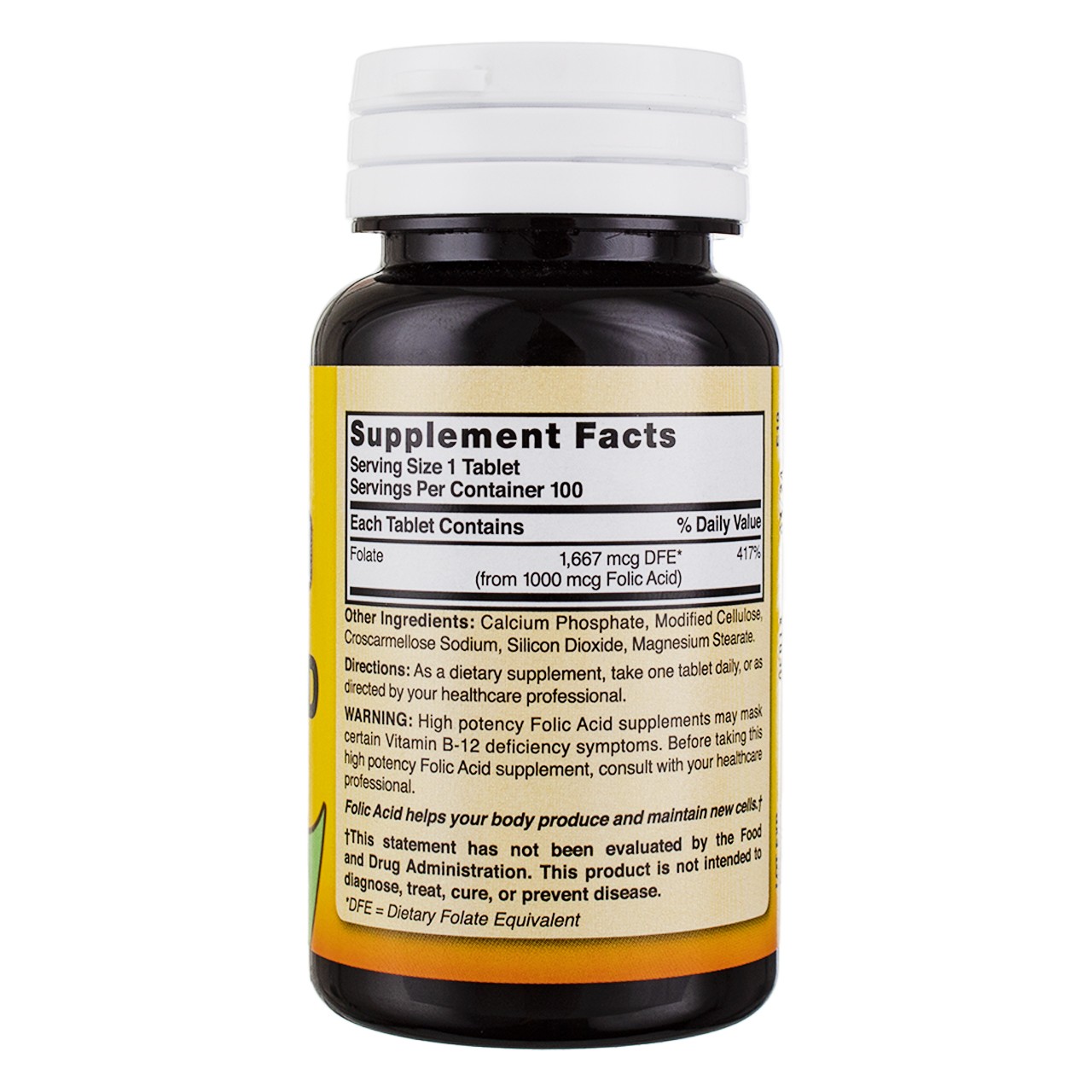 Nature’s Blend Folic Acid Tablets, 1000 mcg, 100 Ct