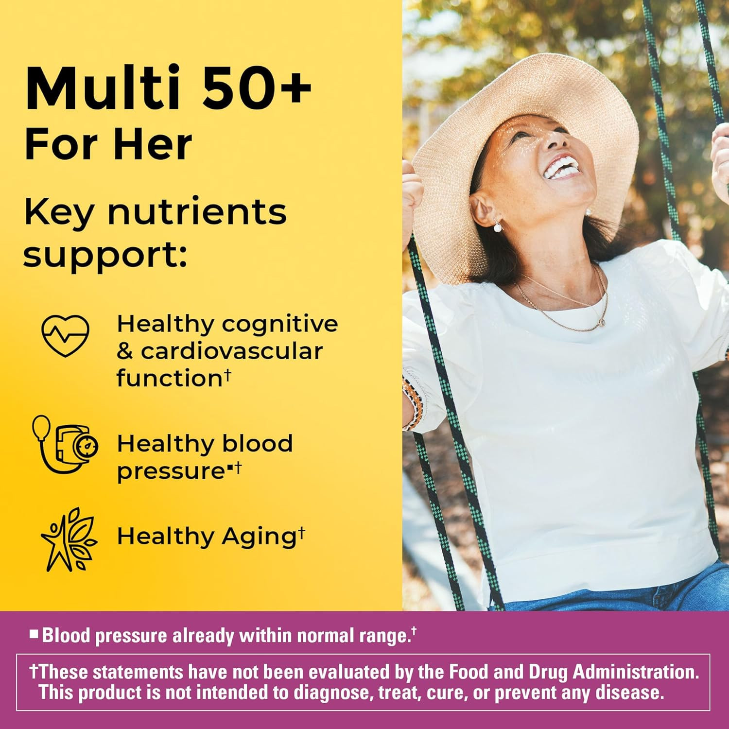 Nature Made Multivitamin for Women 50+ No Iron Daily Support 90 Tablets NEW