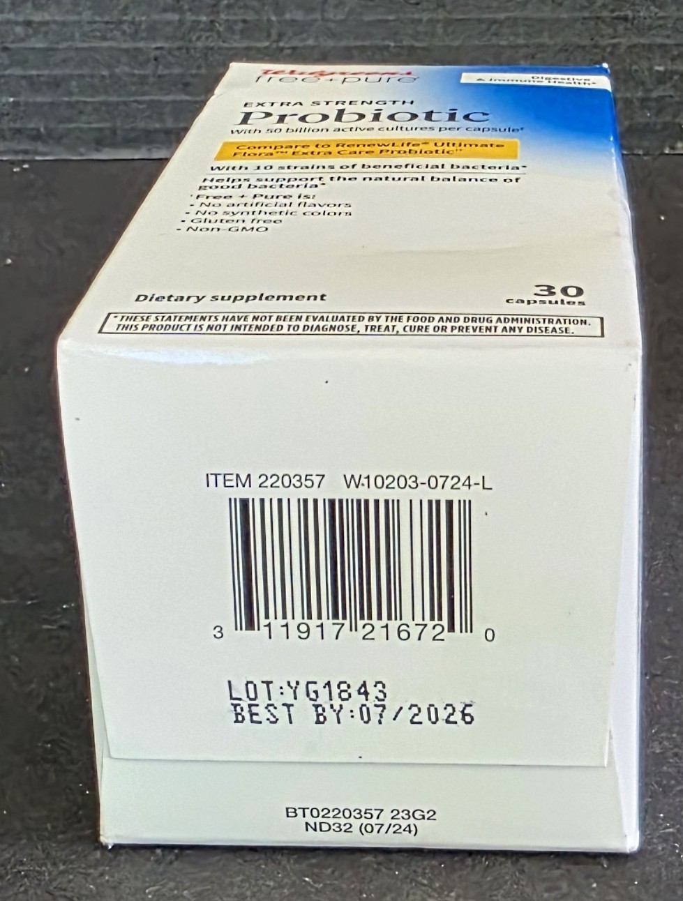 Walgreens (RenewLife Ultimate Flora) Probiotic Capsules, 50 Billion CFU, *07/26*
