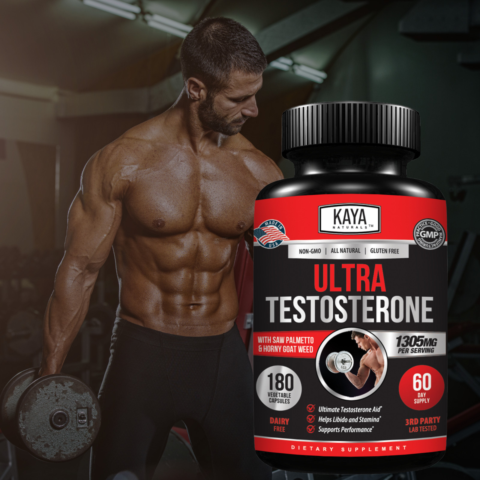 Natural Testosterone Booster 180ct Increase Male Energy Improve Muscle Strength