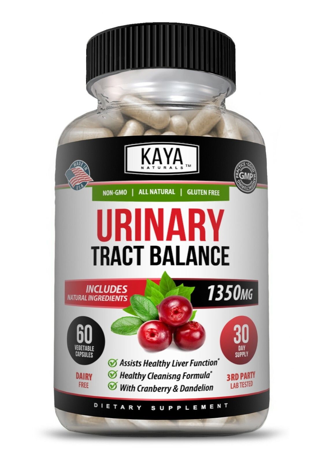 Urinary Tract Balance 1350mg 60ct D Mannose w/ Cranberry Bladder Control Health