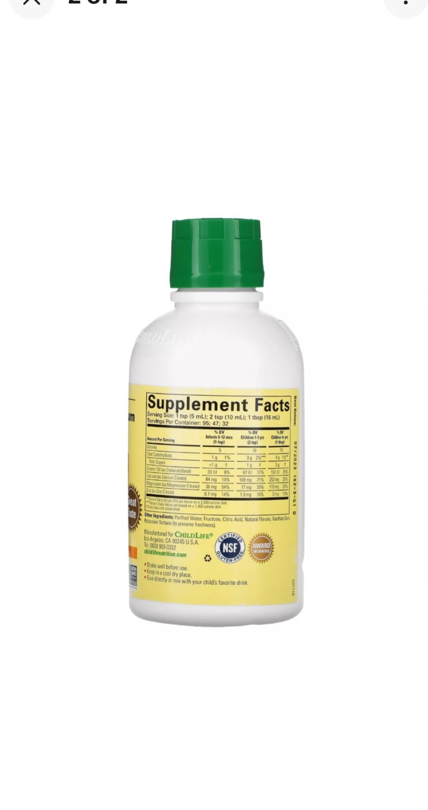 Essentials Liquid Calcium with Magnesium Natural Orange 16 fl oz 473 ml Ex:07/25