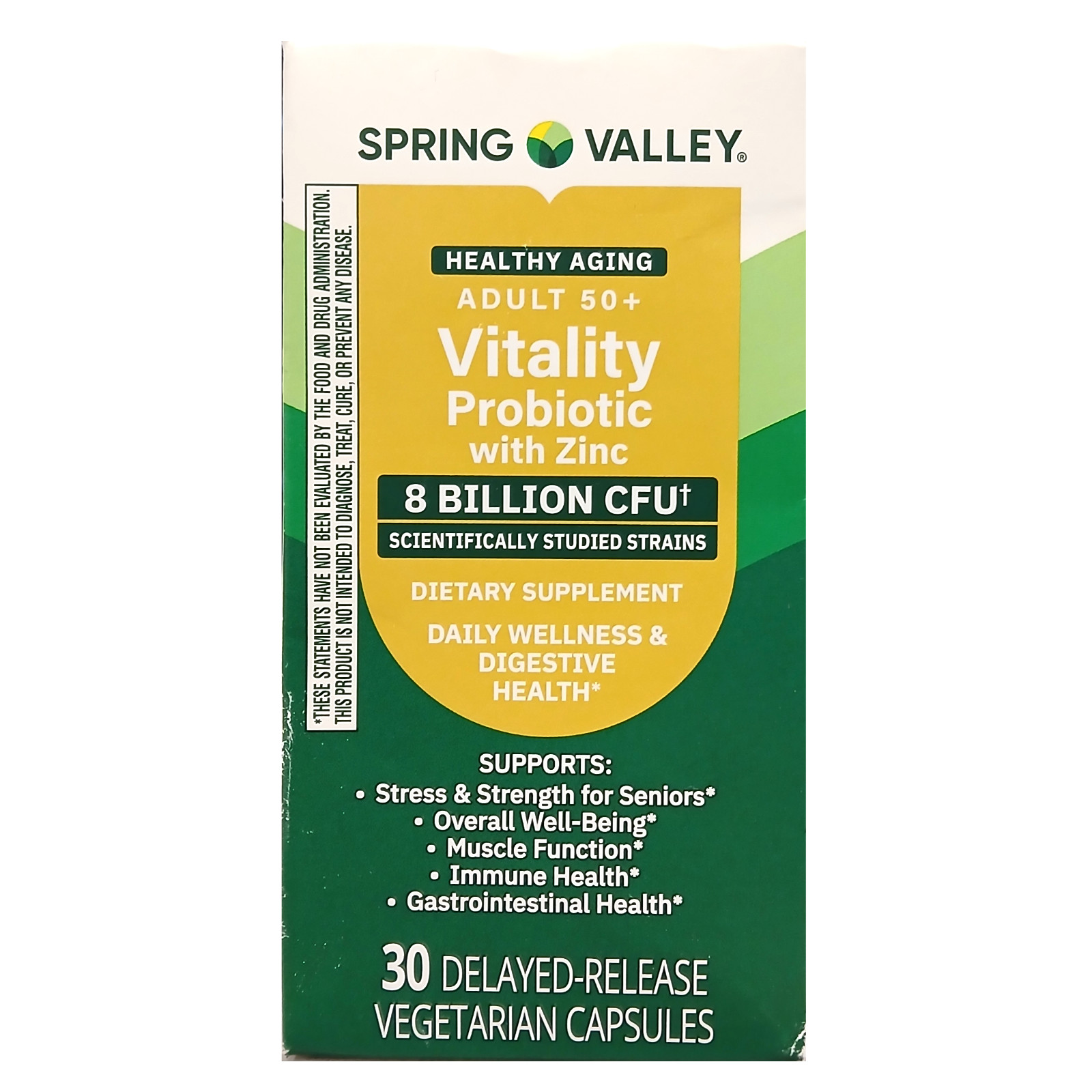 Adult 50+ Healthy Aging VITALITY Probiotic w/ Zinc 8 Billion CFU 30 Veg Caps