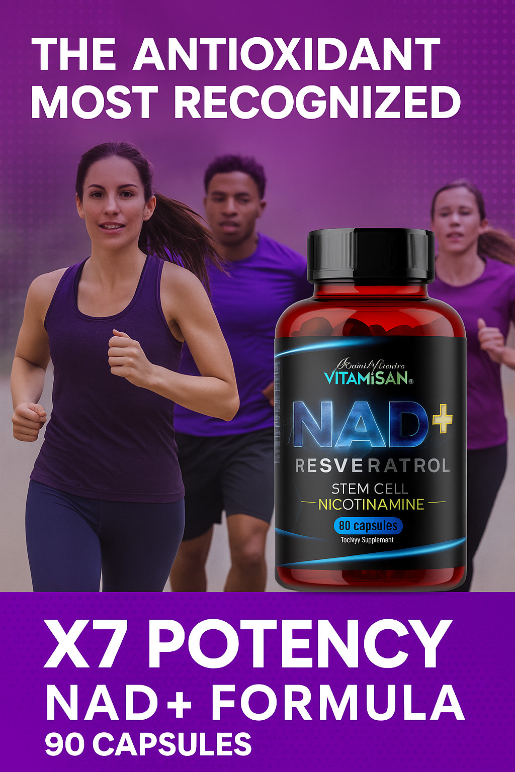 Resveratrol Cq10 NAD 1100mg, 90 Capsules Anti-Aging Antioxidants, Brain Support