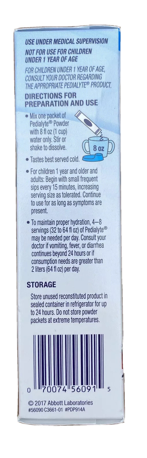 Pedialyte Electrolyte Drink Powder Sticks 8 Powder Packets Variety Pack 2.4 Oz