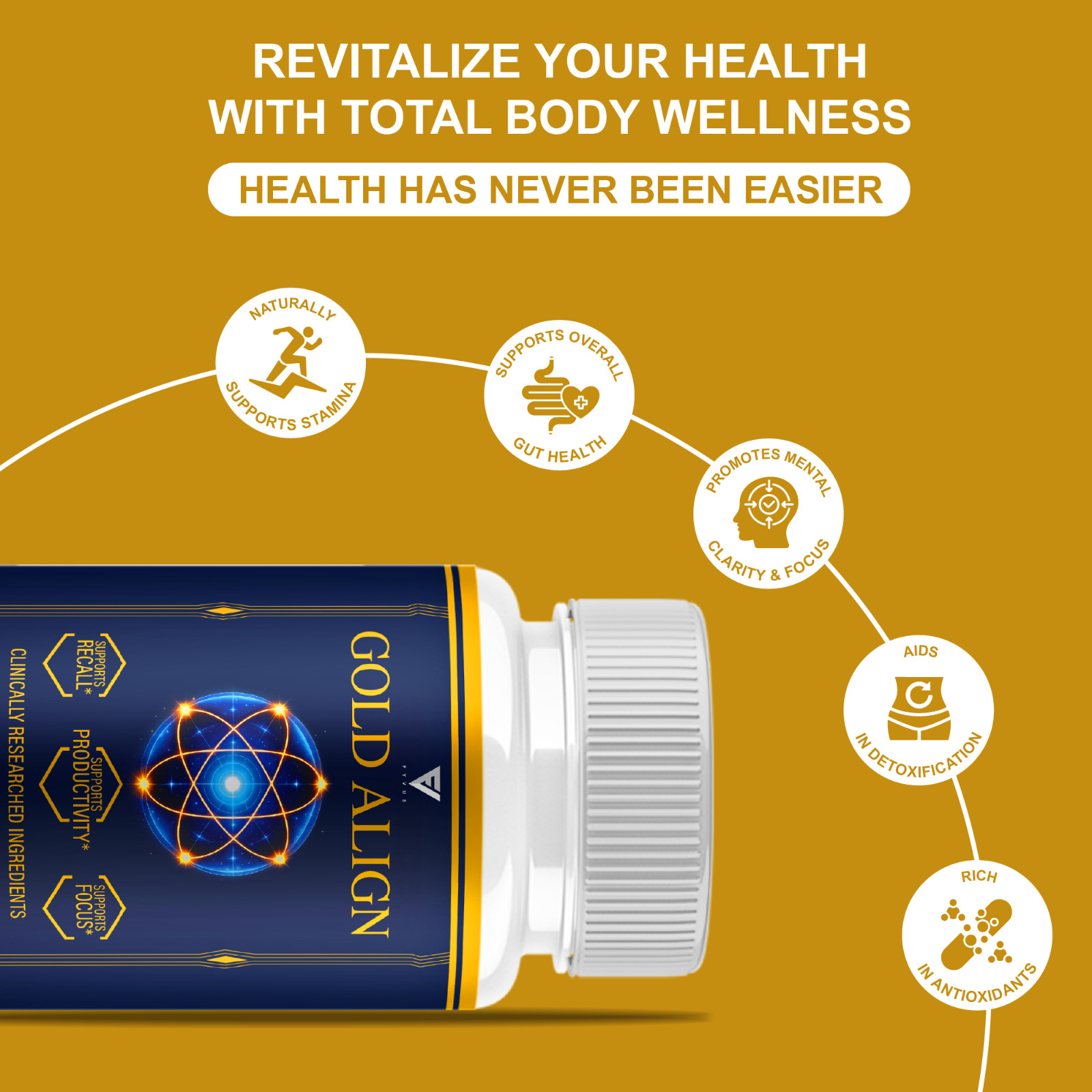 (3 Pack) Gold Align Advanced Brain Support, GoldAlign Supplement (180 Capsules)