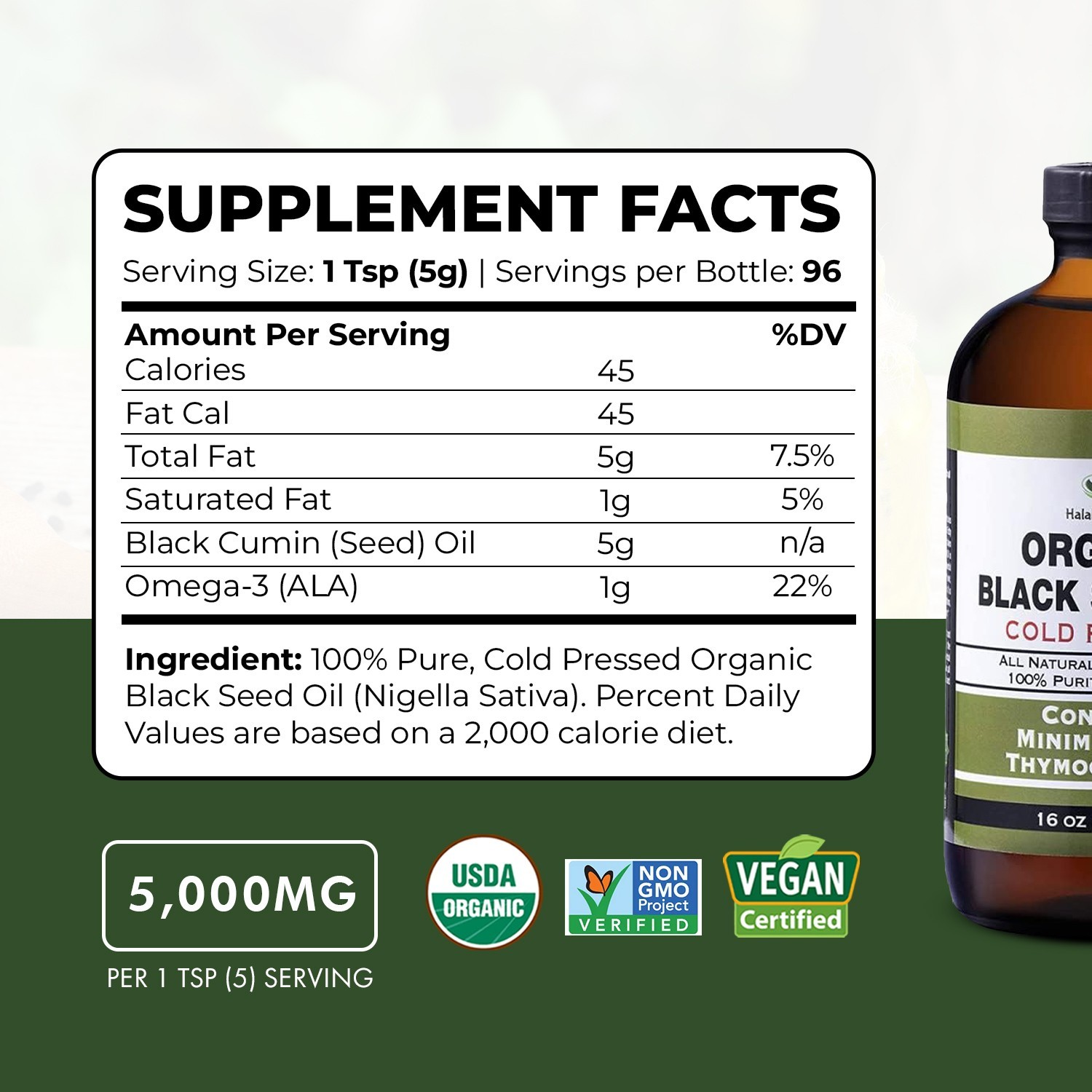 Black Seed Oil 16 oz. – 100% Pure Organic Cold Pressed Cumin Nigella Sativa New