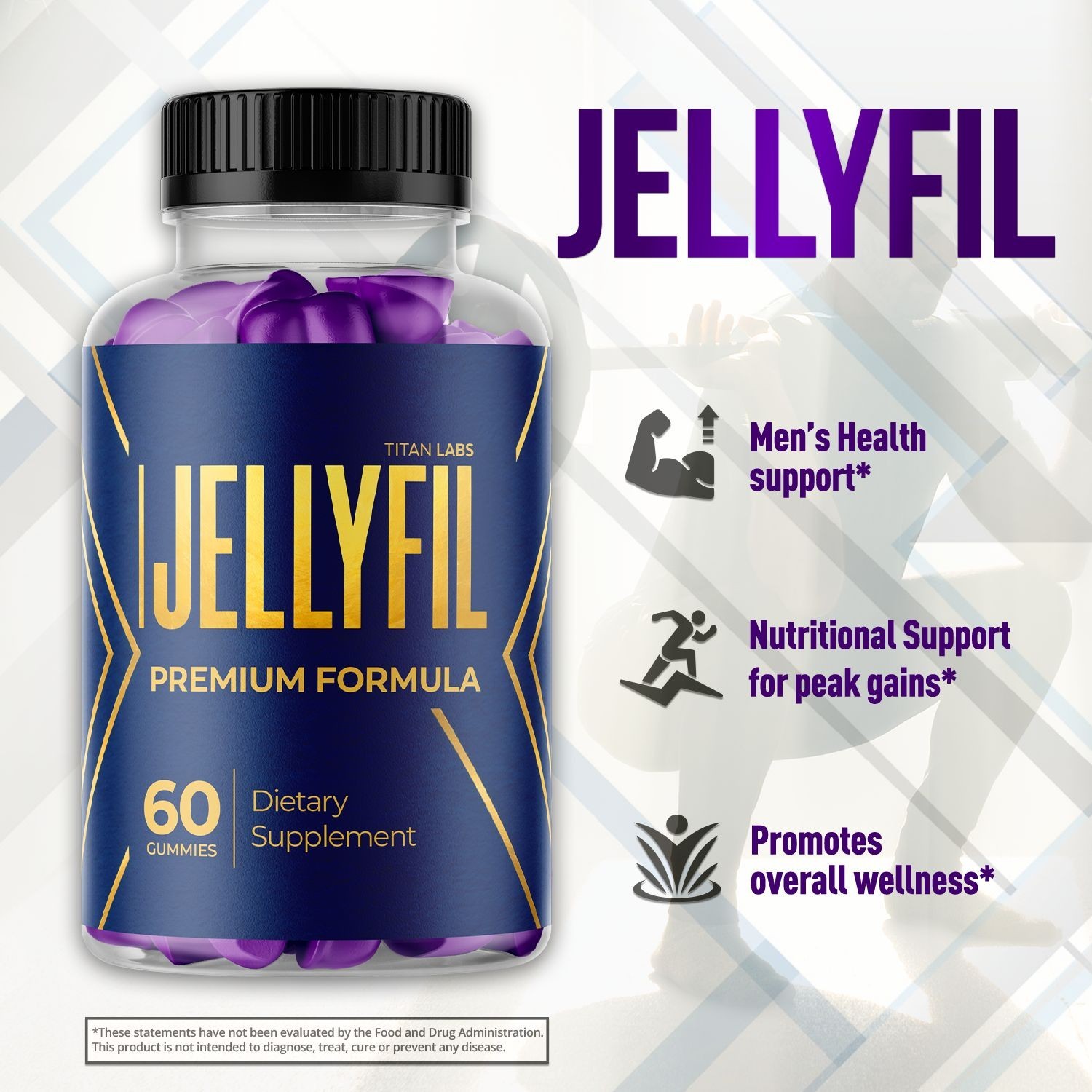 (1 Pack) Jellyfil Gummys Advanced Male Support Supplement Jelly fil 60 Gummies