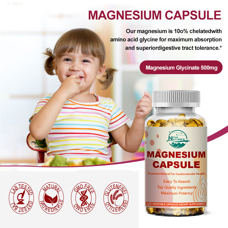 Magnesium Glycinate Capsules 500mg Per Serving-Highest Potency 120/240/480 Pills