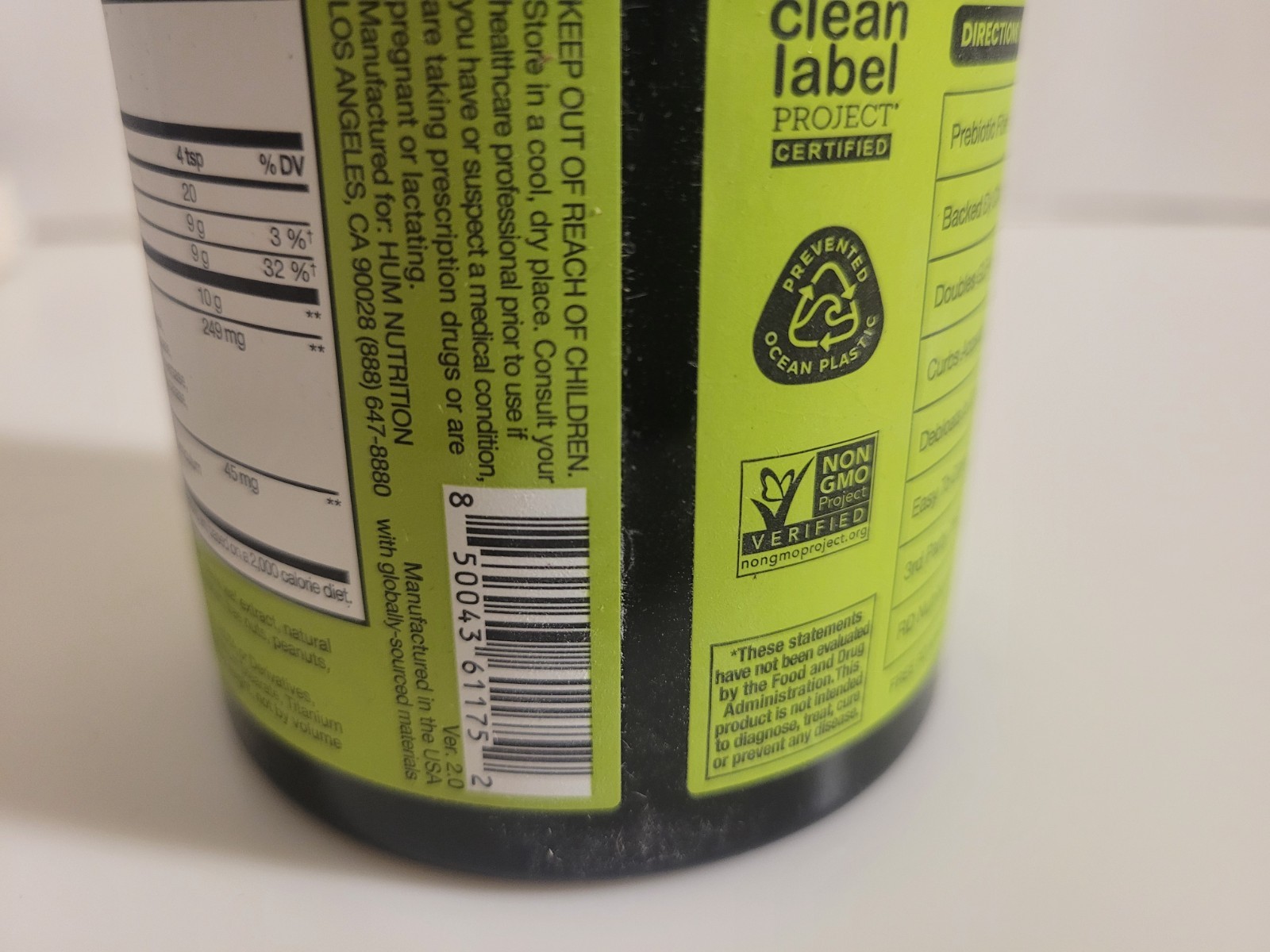 HUM Flatter Me Fiber, Dietary Supplement Prebiotics Strawberry Lemon 4oz.