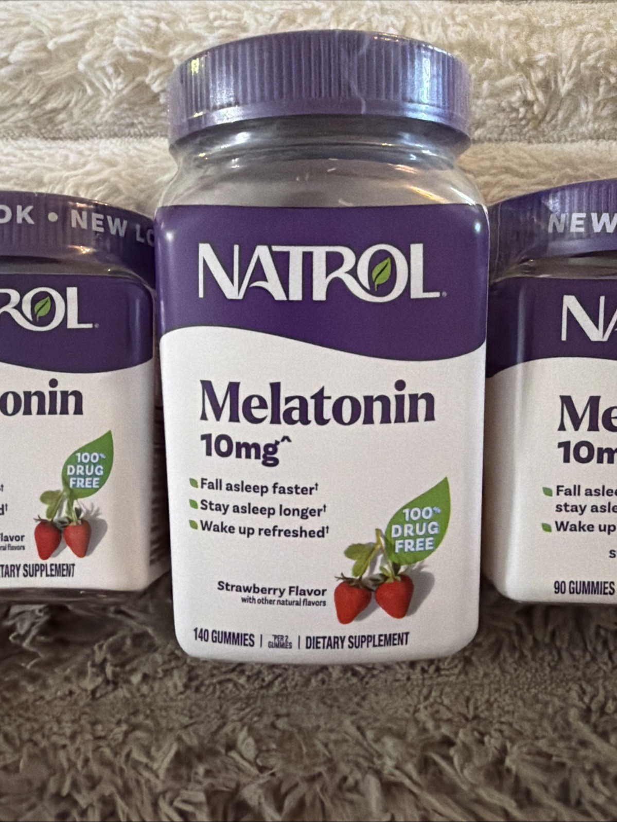 Natrol Melatonin Lot 10mg Sleep Aid Gummies – Strawberry – 140/90/90 – 05/27+