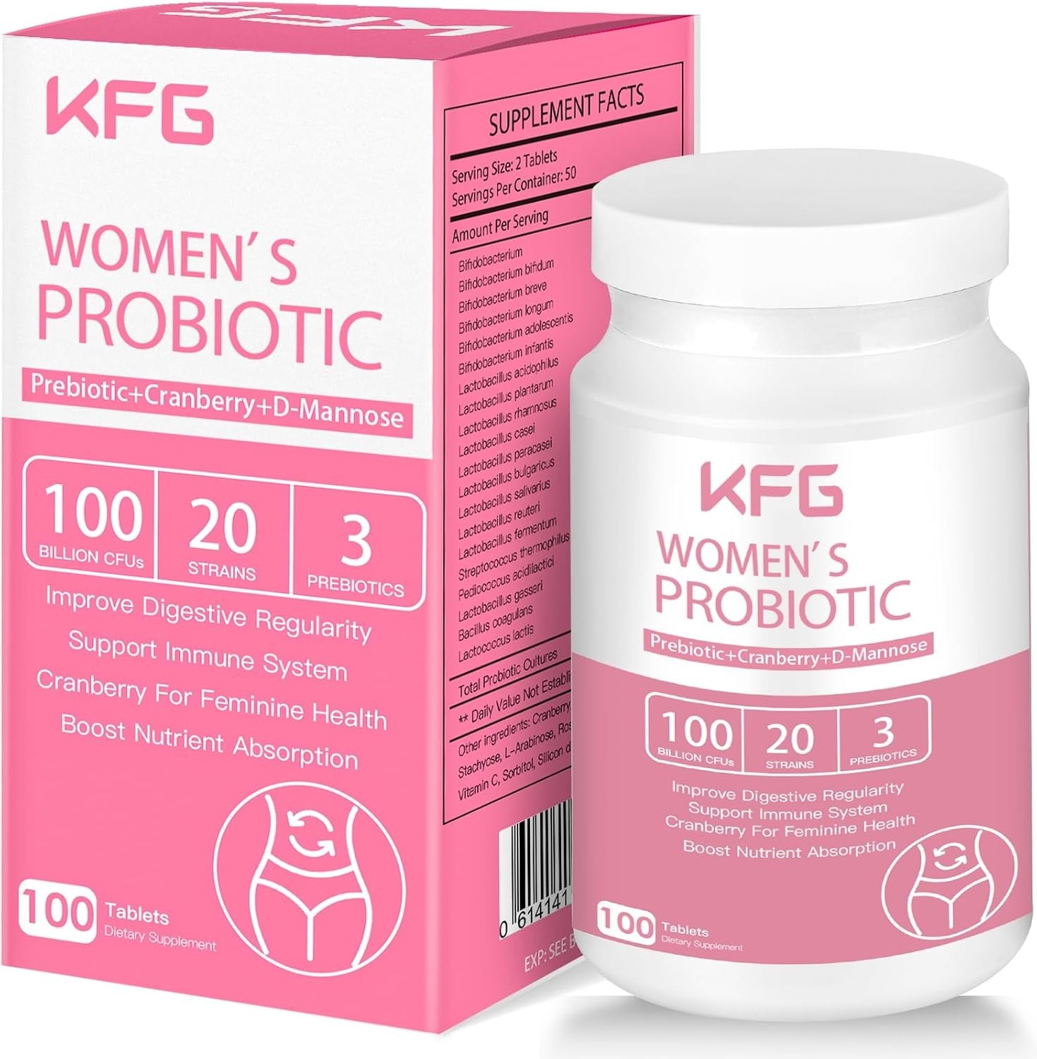 Organic Probiotic Tablets for Women’s Health: 50-Day Supply of 100 Tablets