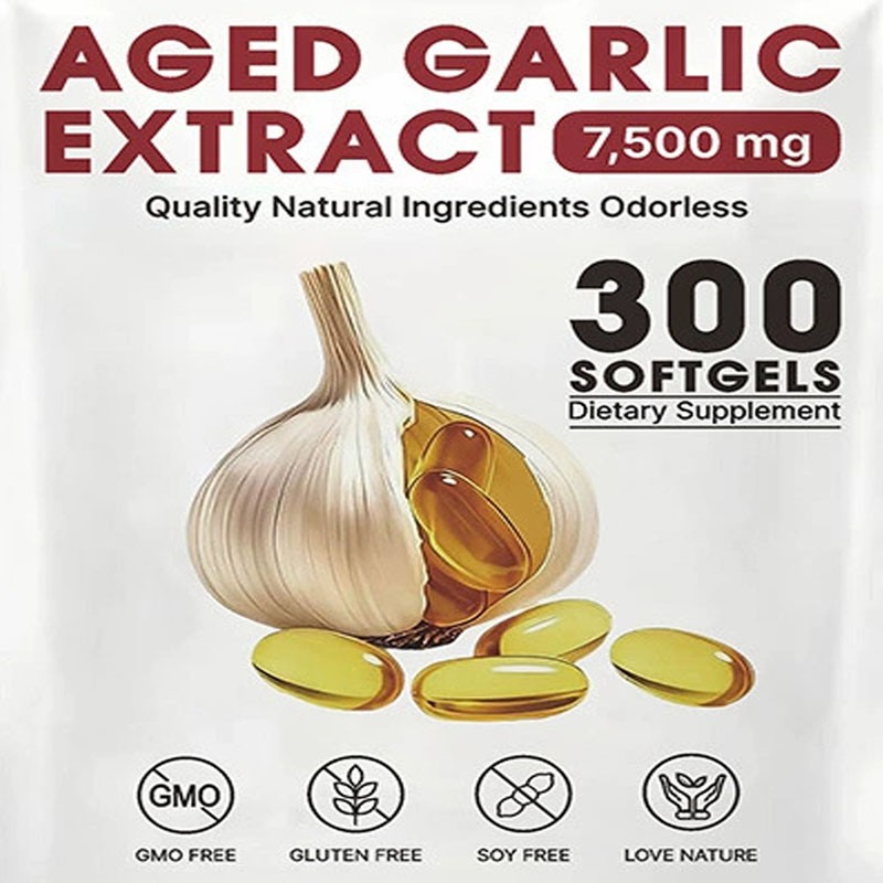USA Odorless Garlic 7500mg Per Servings, 300 Softgels 2 Years Aged Garlic Extra