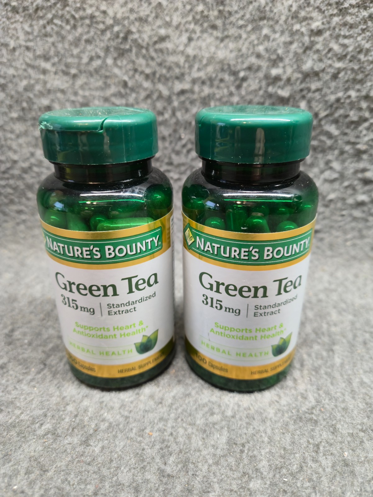2 Pk Nature Bounty Green Tea Capsules 315 mg 100 Ct. Herbal Supplement Exp 3/28