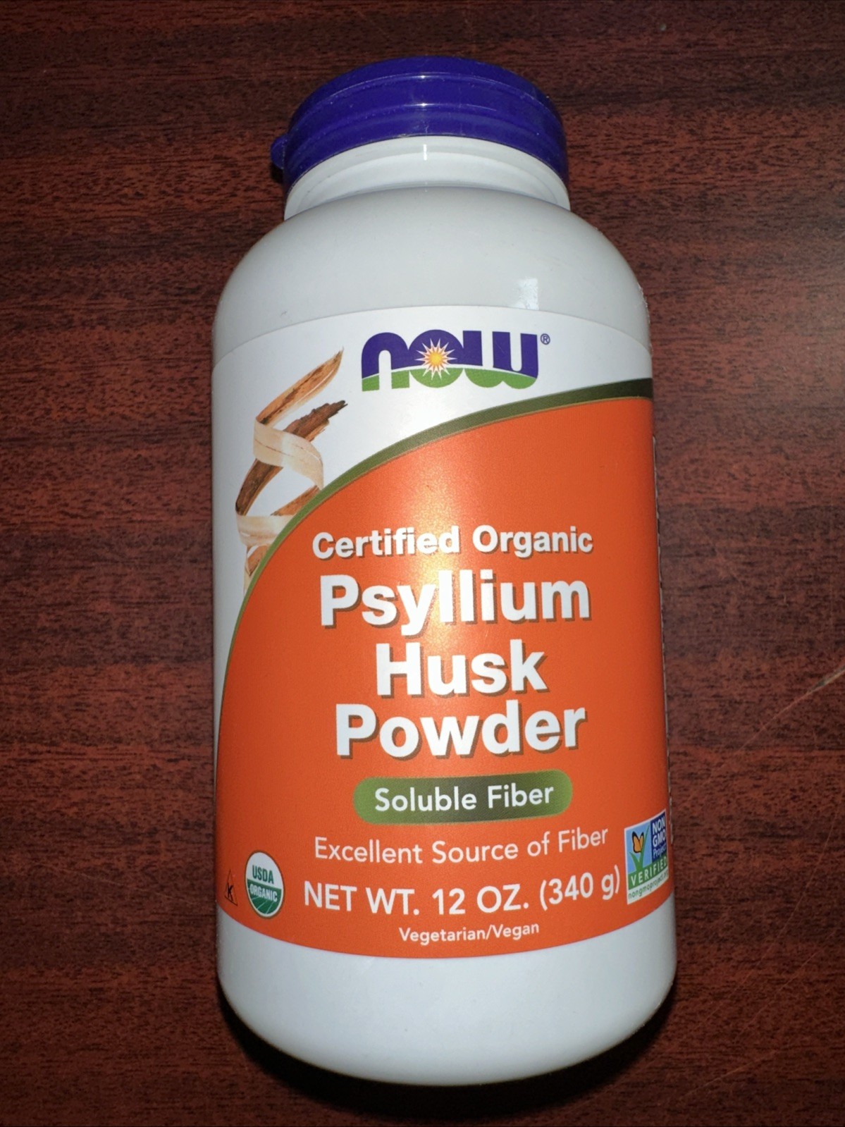Now Foods Certified Organic Psyllium Husk Powder 12 oz 340 g GMP Quality 2/2027