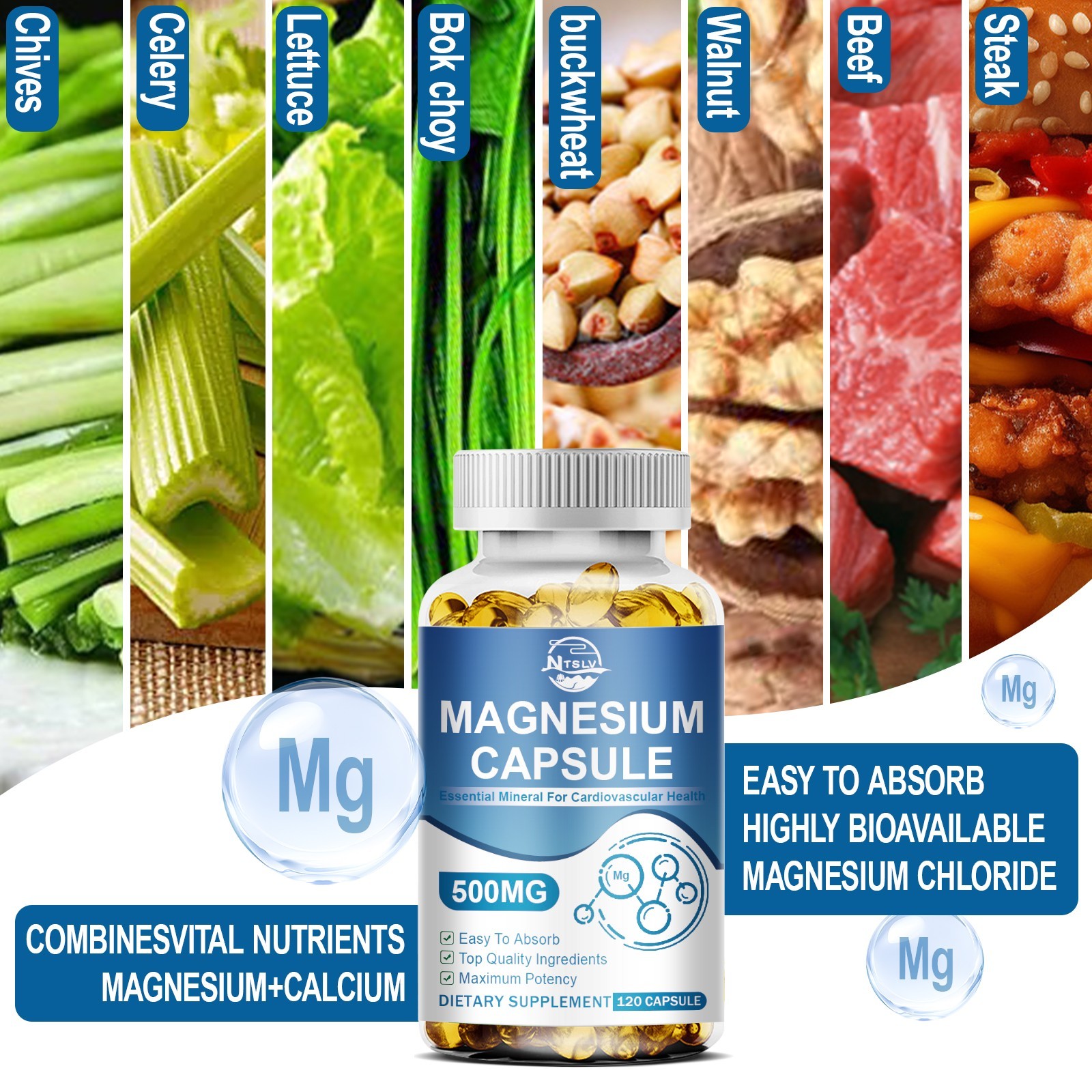 Magnesium Glycinate 500mg 120 Capsules Sleep Muscle Support