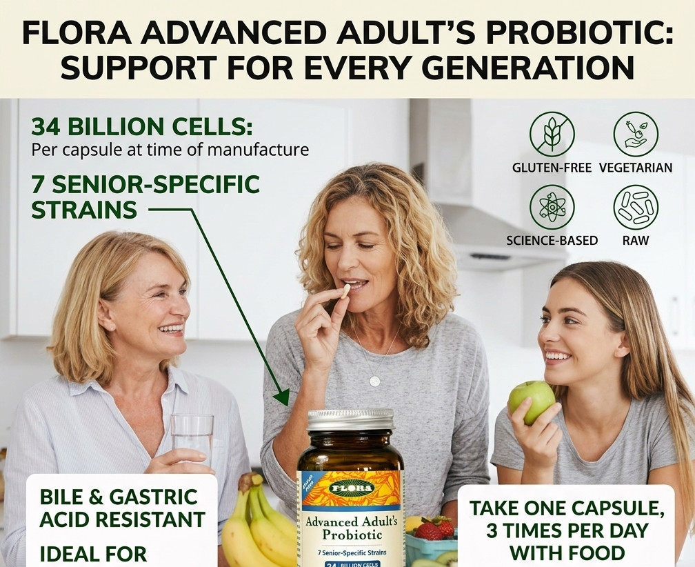 Flora – Advanced Adult’s Blend Probiotic – 60 Capsules – Pack of 2