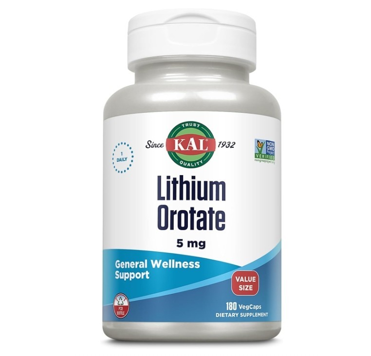 Lithium Orotate, 3 PACK, 5 mg, 180 VegCaps each (540 total!) by KAL