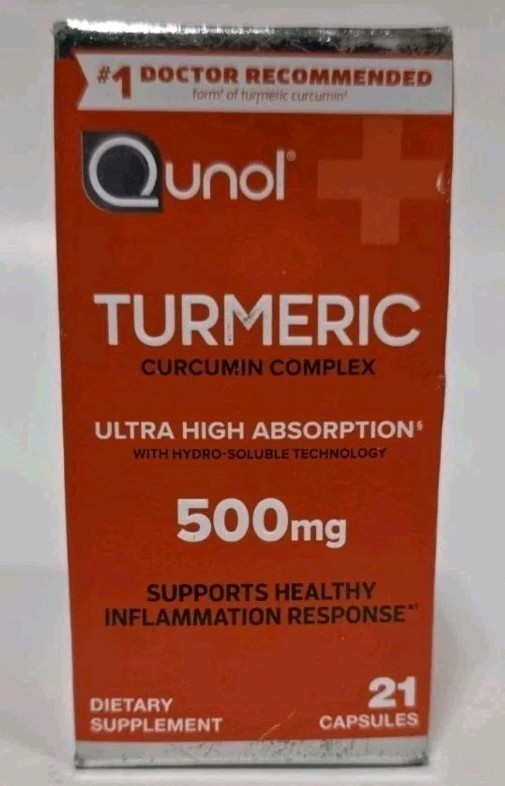 Qunol Turmeric Curcumin Complex 500mg 21 Capsules Ultra High Absorption 11/26