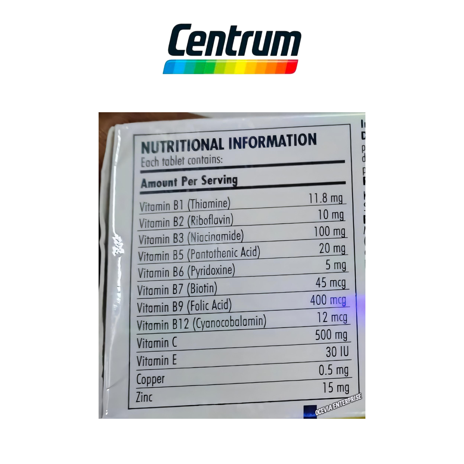 1X60’s New Centrum Energy B-Vitamins & Minerals + Vitamin C & E Daily Supplement