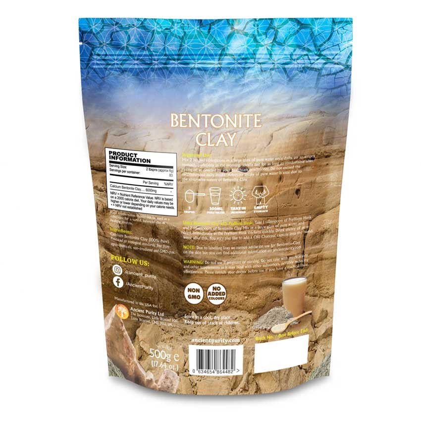 BENTONITE CLAY 500g | Detox Cleanse | Safe Internal & Topical Use | Food Grade
