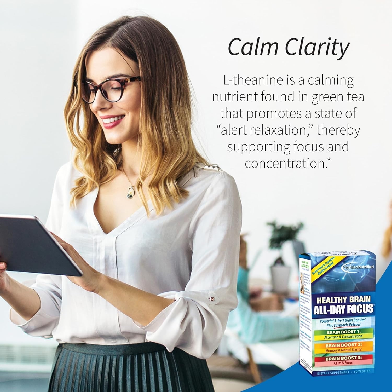 Applied Nutrition Healthy Brain All-Day Focus 50 Tabs Each (Pack of 3)