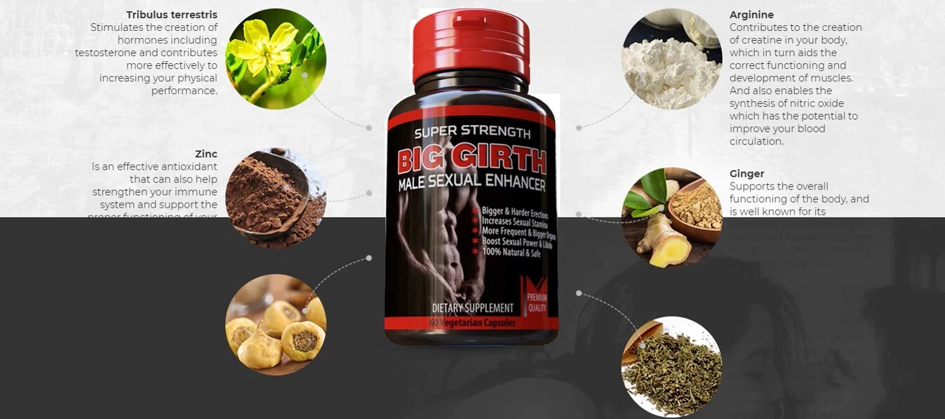 Big Girth Male Enhancement 120 Pills Stamina Booster Libido Natural Supplement