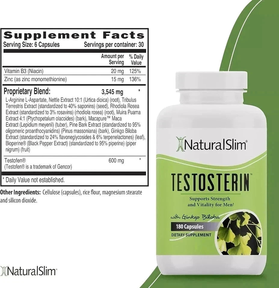 2 Pack NaturalSlim Testosterin Men’s Multivitamins Testosterone Booster 180 Caps