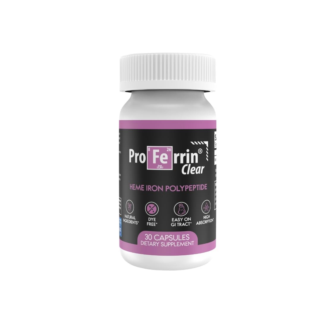 Heme Iron Supplement for High Absorption, Gentle on Stomach, 30ct Capsules