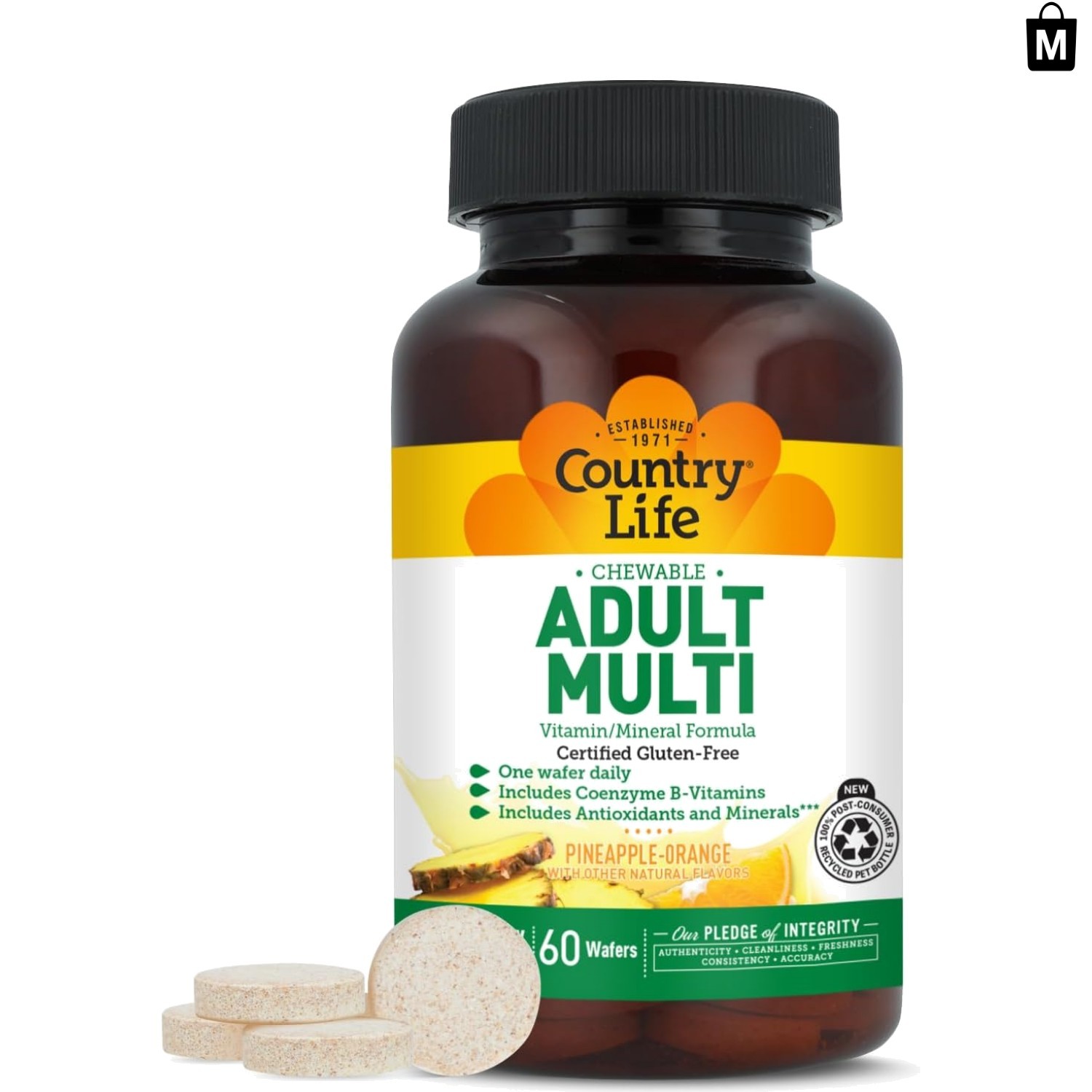 Nutritious 60 Count Chewable Multivitamins – Pineapple-Orange Flavor for Adults