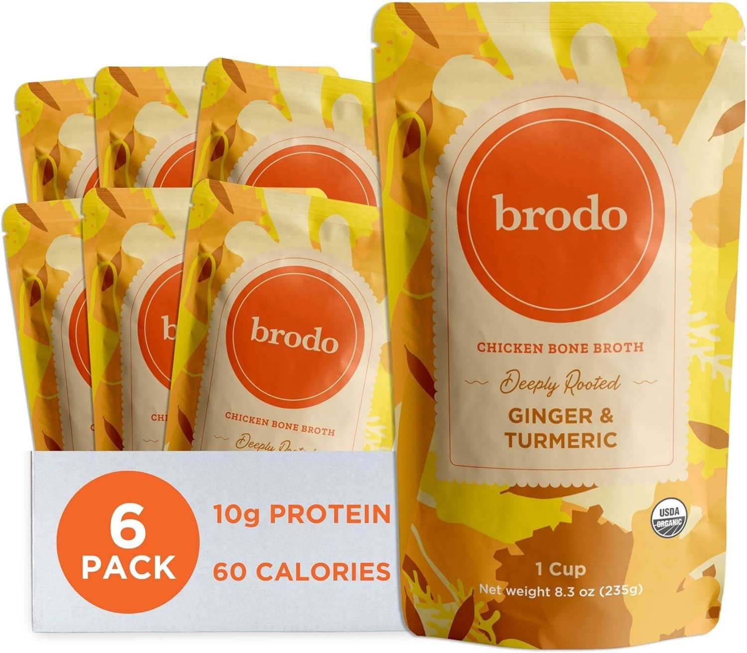 Brodo Deeply Rooted Organic Chicken Broth with Turmeric & Ginger, Exp: 9/2026