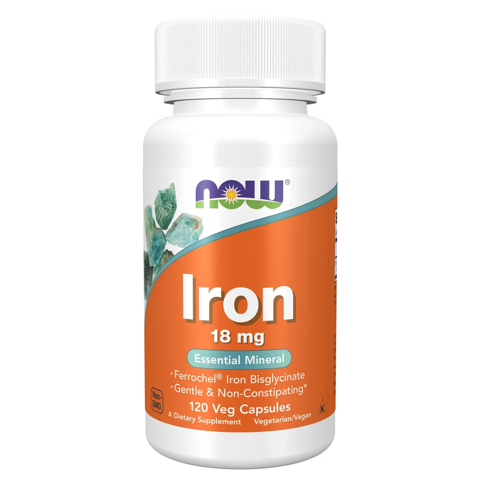 NOW Foods Iron 18mg 120 Veg Capsules Essential Mineral Dietary Supplement