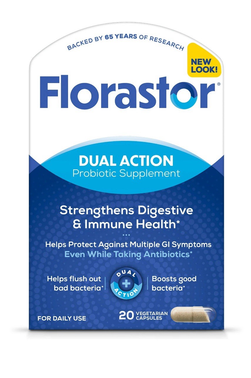 Florastor Dual Action Probiotic Vegetarian Capsules 20 EA