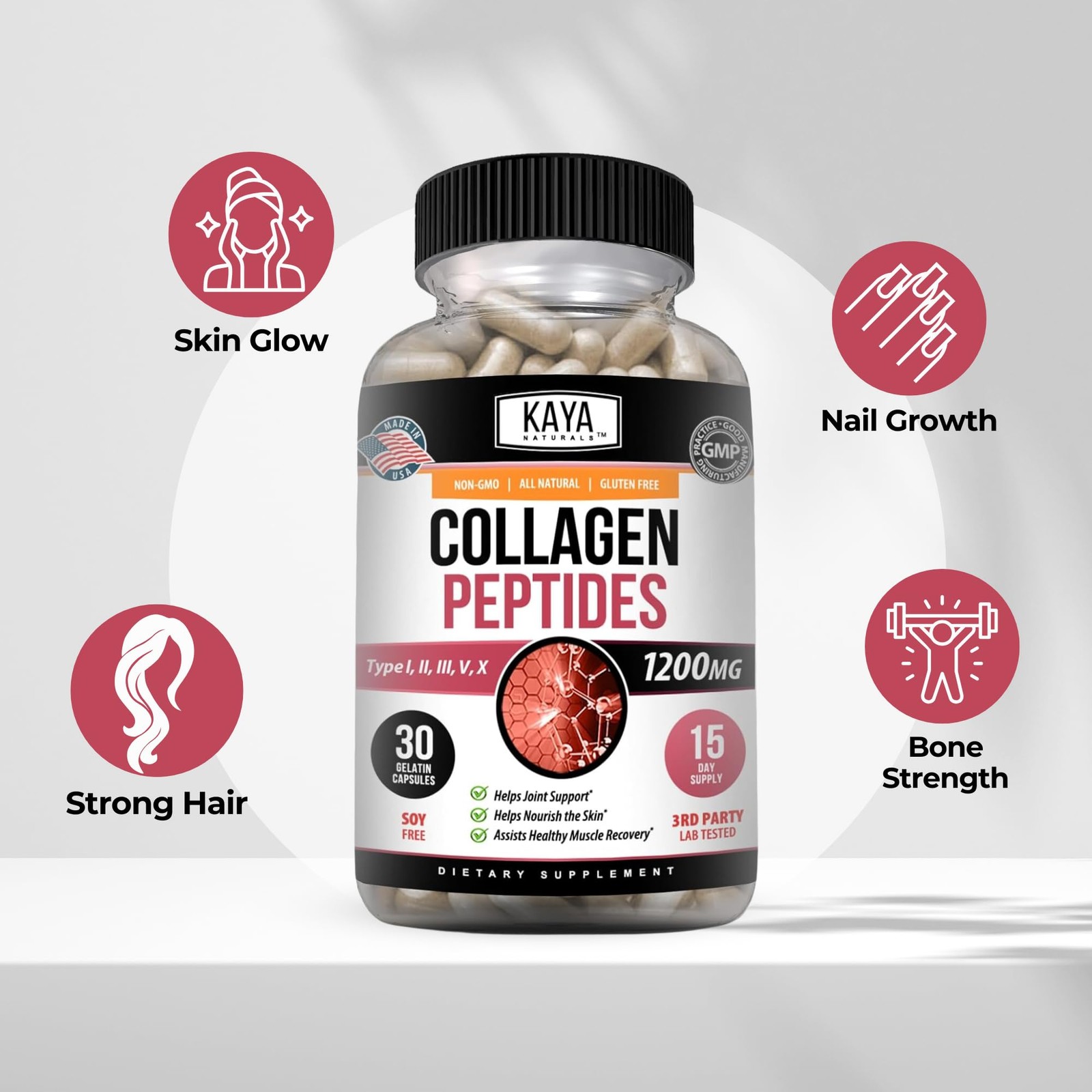 Kaya Naturals Multi Collagen Peptides Complex Powder for 30 Count (Pack of 1)
