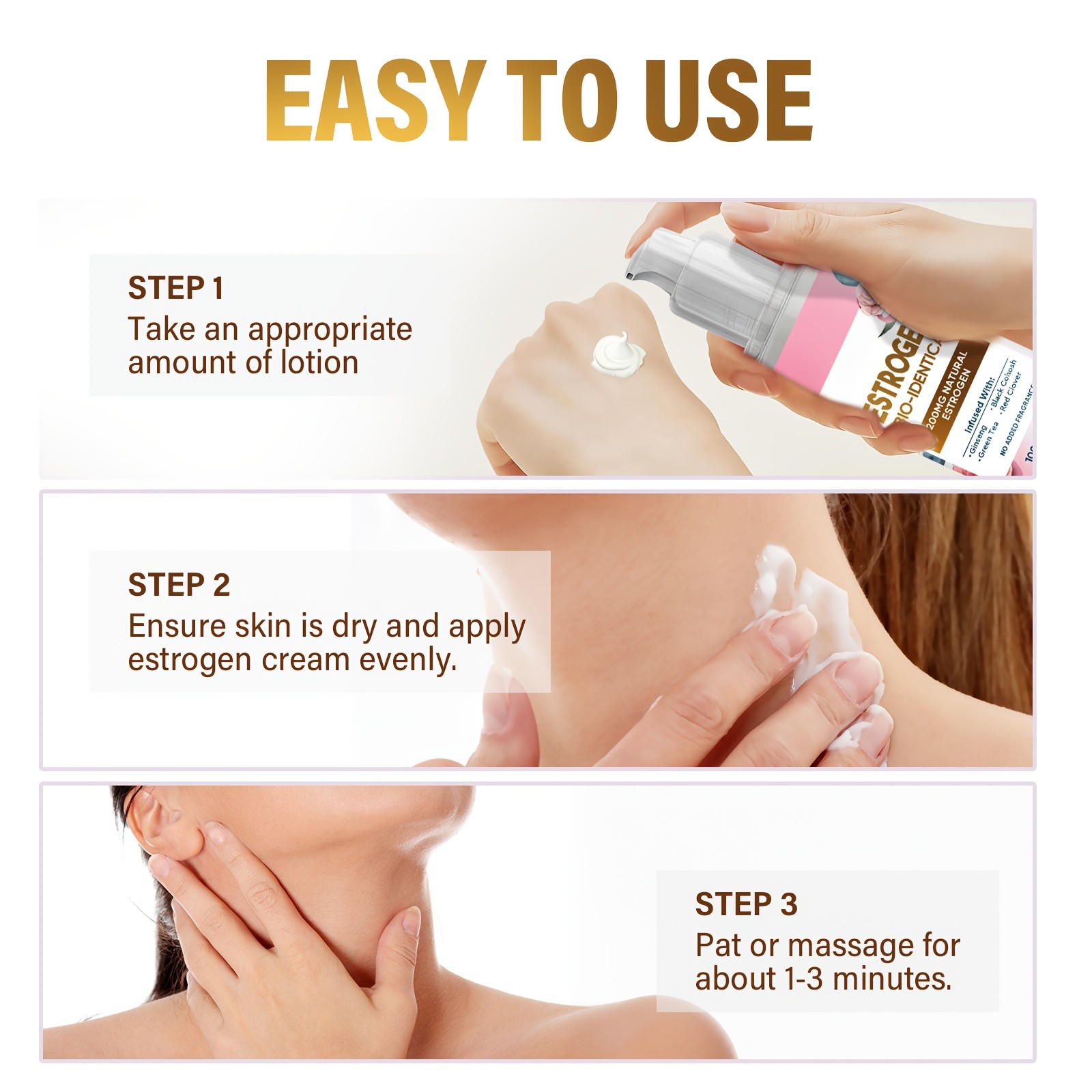 Estrogen Cream for Women, Ginseng & Green Tea, Supports Menopause & Balance