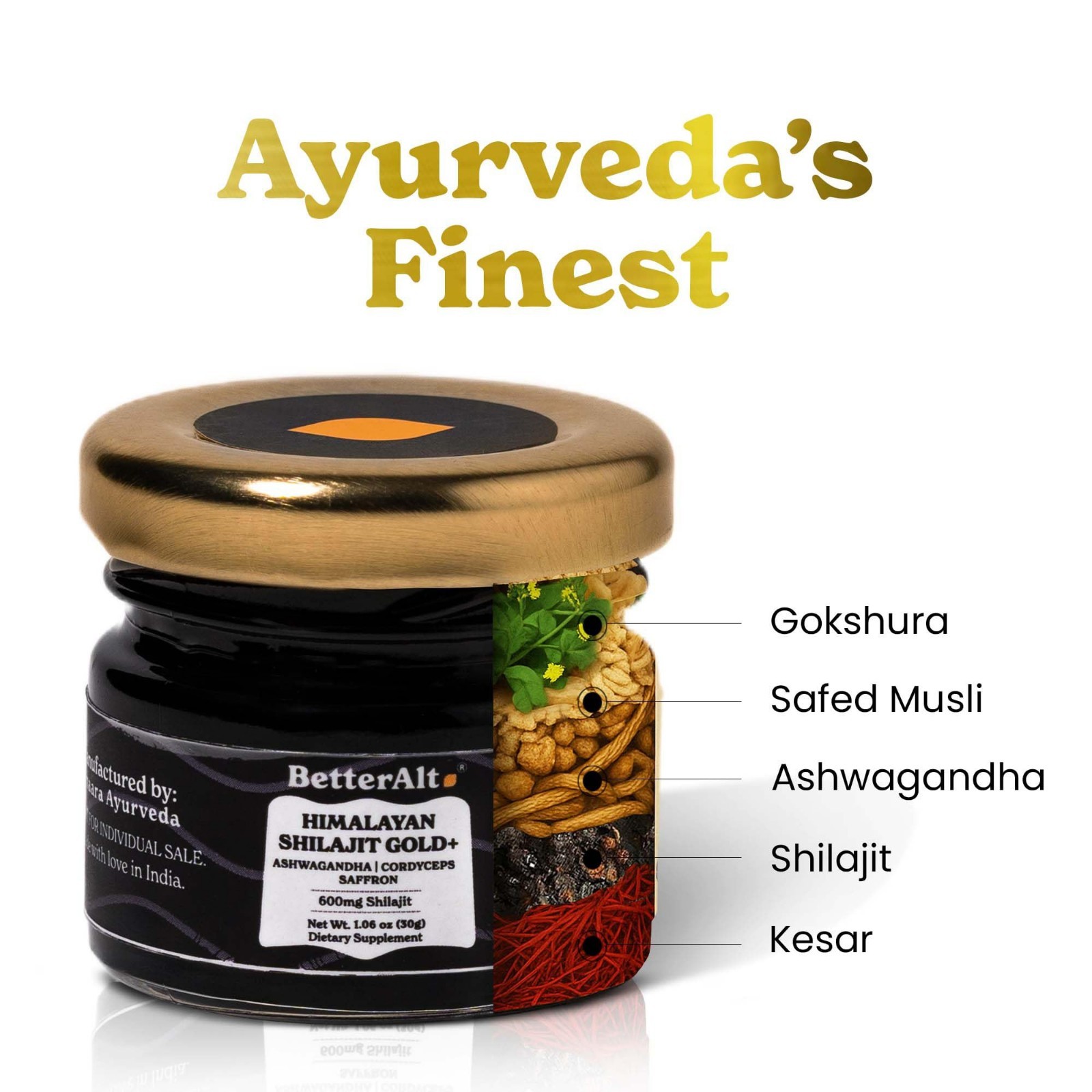 Pure Himalayan Shilajit Gold 30g | Boost Strength & Recovery | Vegan, Lab Tested
