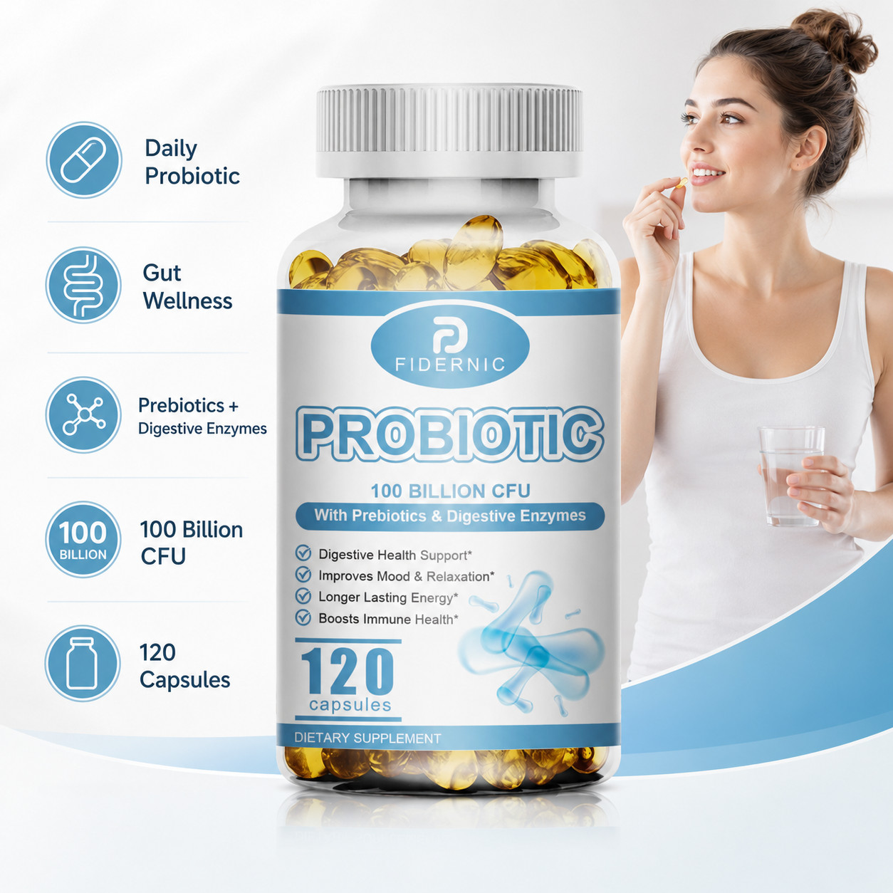 Probiotics 100 Billion CFU 120ct Digestive Gut Health Immune Support