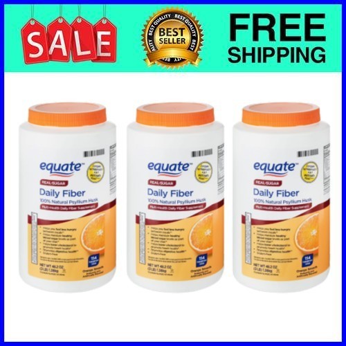 Equate Multi-Health Daily Fiber Powder Orange 48.2 oz 3-Pack Fast Ship USA