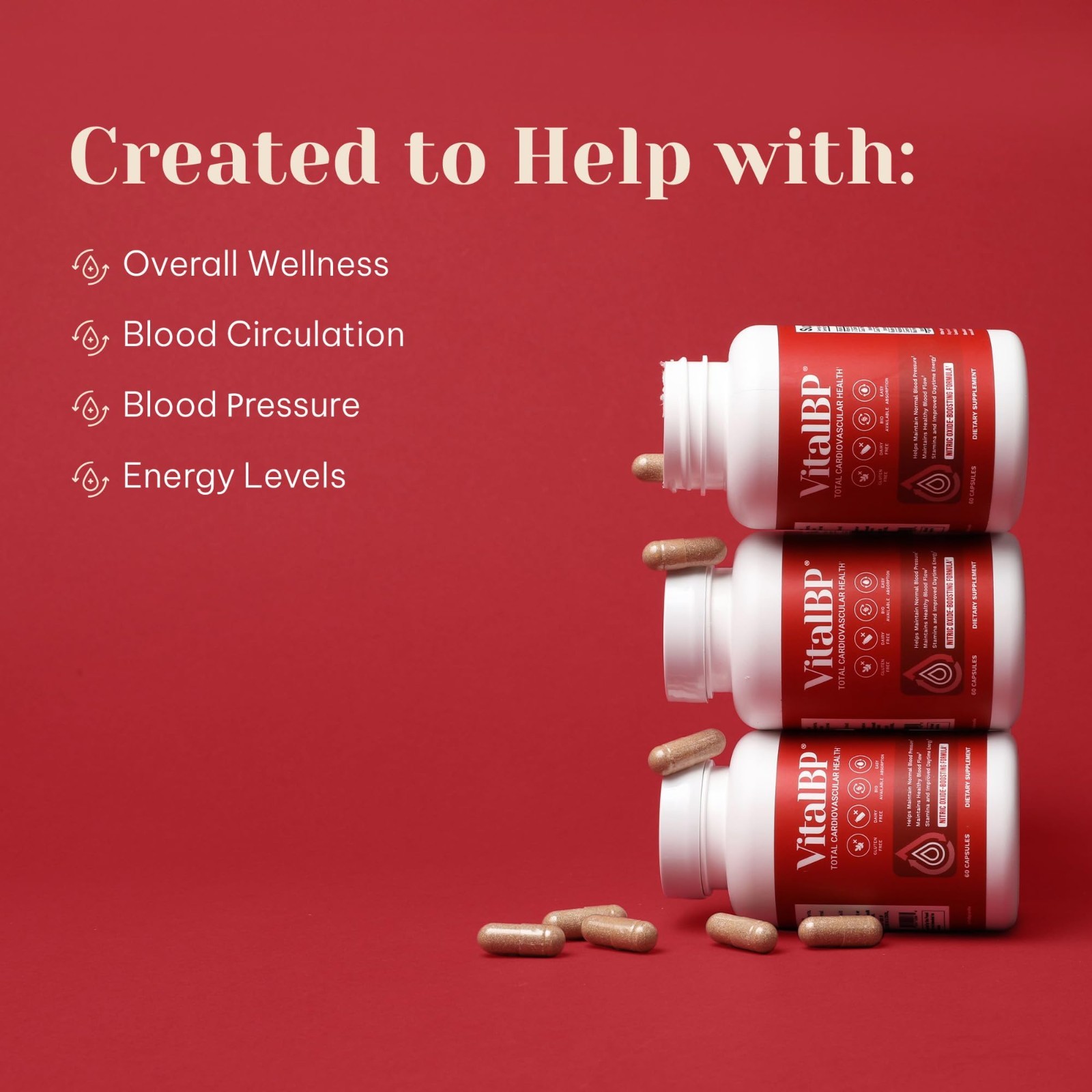 Blood Pressure Support Supplement with CoQ10, K2, D3 & L-Citrulline – 60 Caps