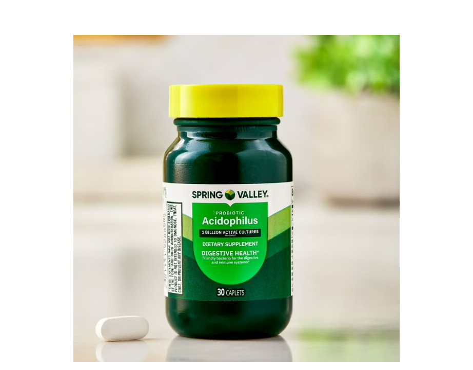 4 PACK Spring Valley Probiotic Acidophilus Caplets for Digestive Health