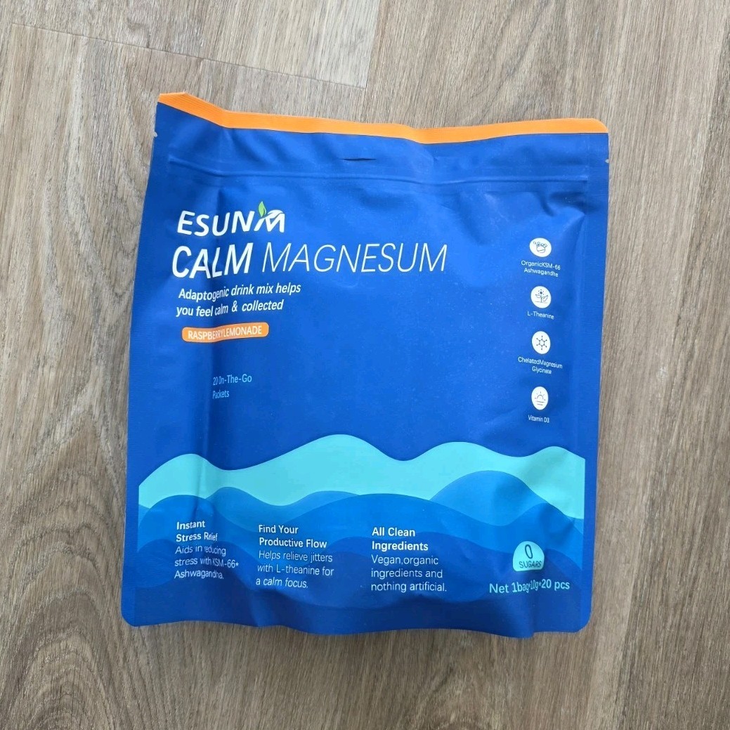 ESUNM Calm Magnesium Drink Mix Raspberry Lemonade 20ct Ashwagandha L-Theanine