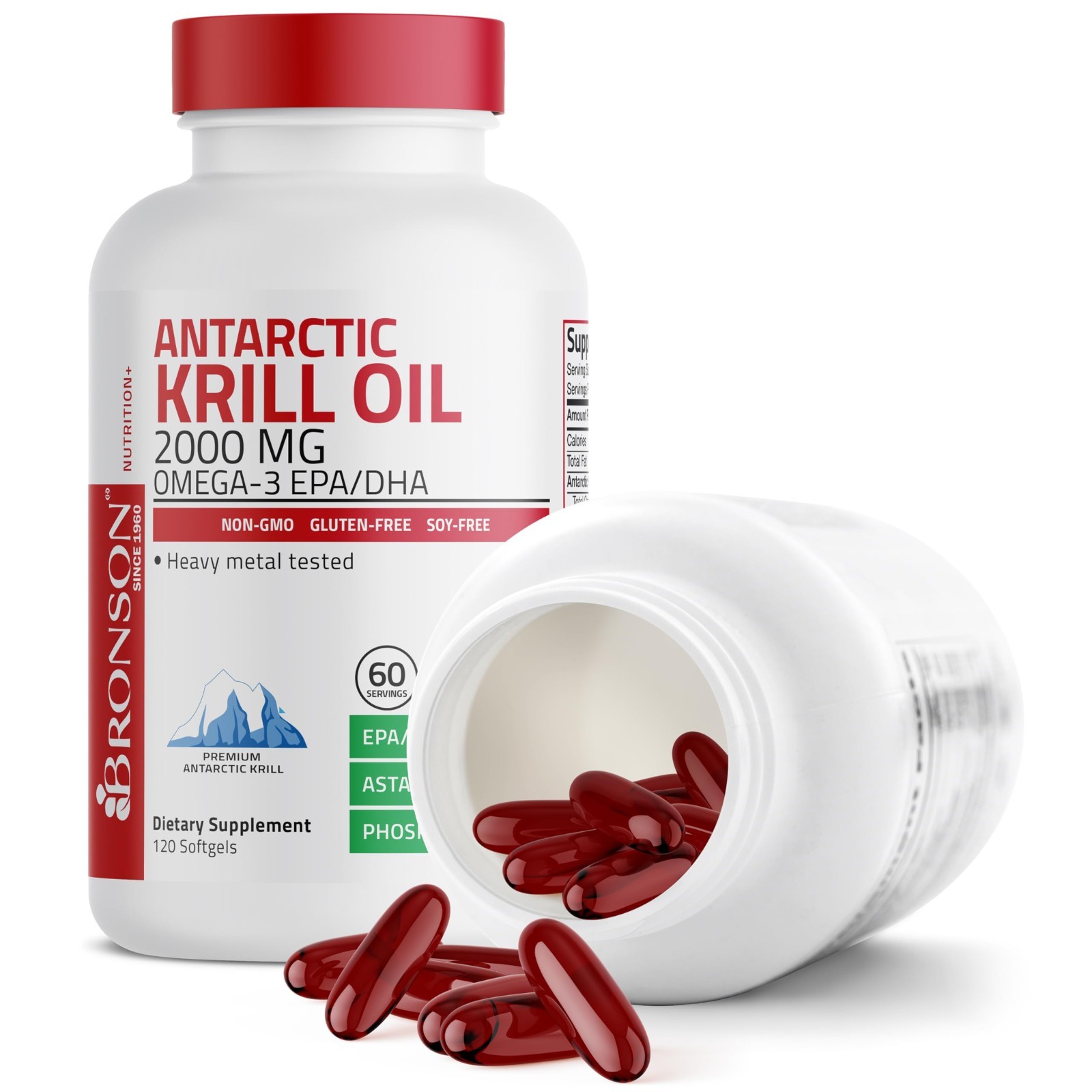 Antarctic Krill Oil 2000mg Softgels – Omega-3, EPA, DHA, Astaxanthin, Non-GMO, G