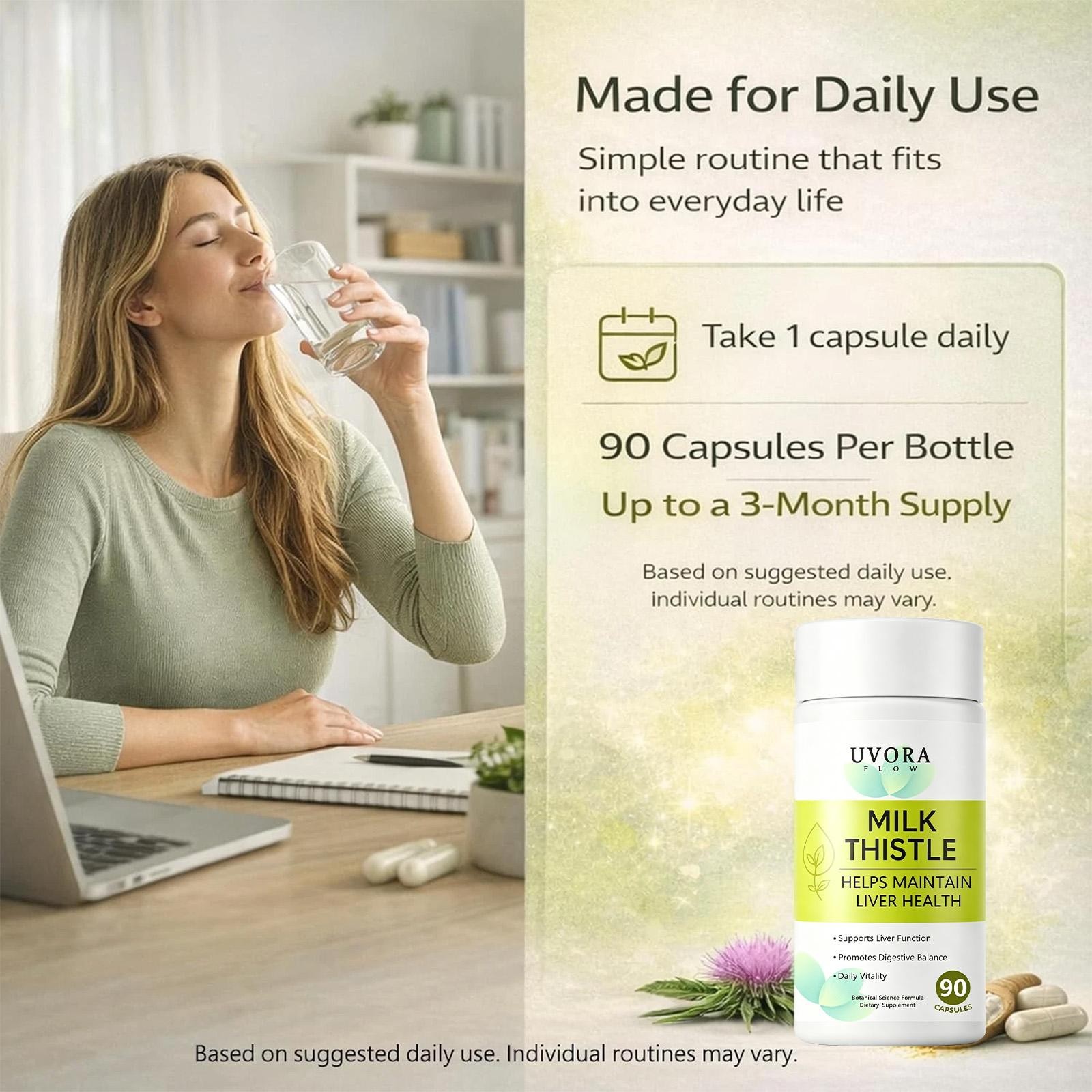 2pcs Uvora Milk Thistle Detox Premium Herbal Supplement formulated with Milk Thi