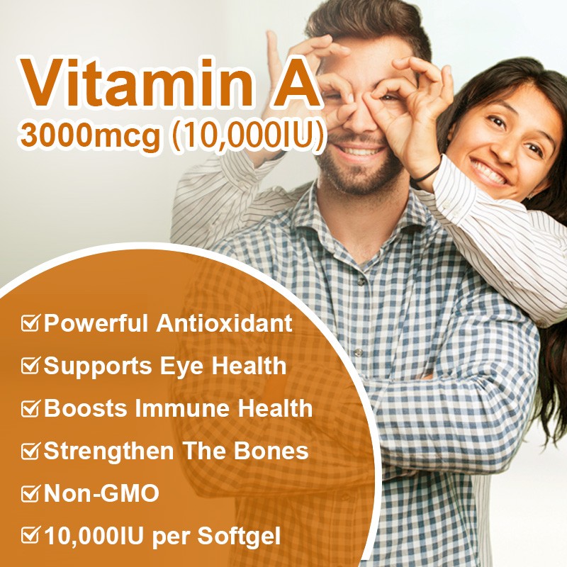 Vitamin A 10,000 IU Softgels – Vision, Skin & Immune System Support