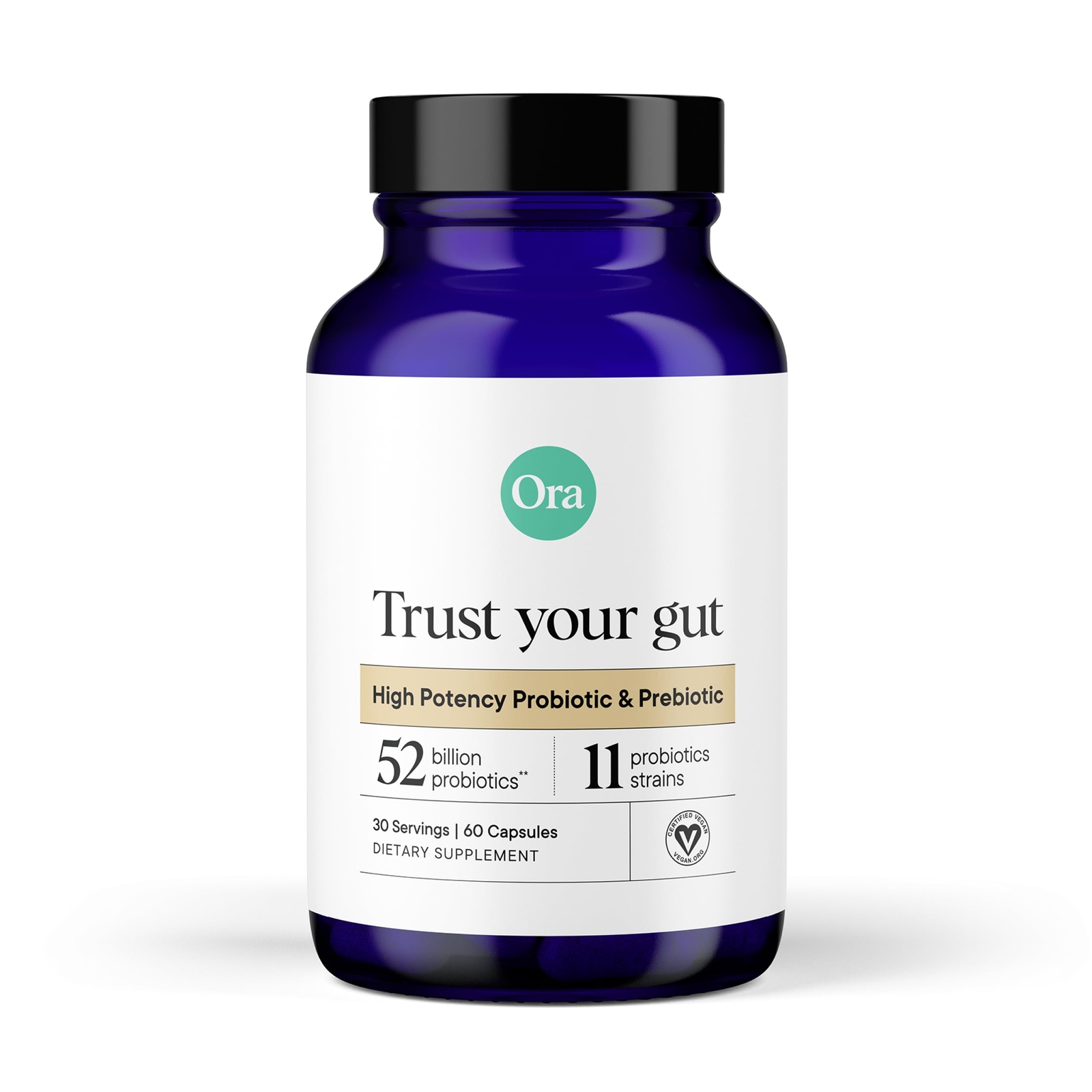 Ora High Potency Probiotic 60 Count 52 Billion CFU Gut Health Supplement