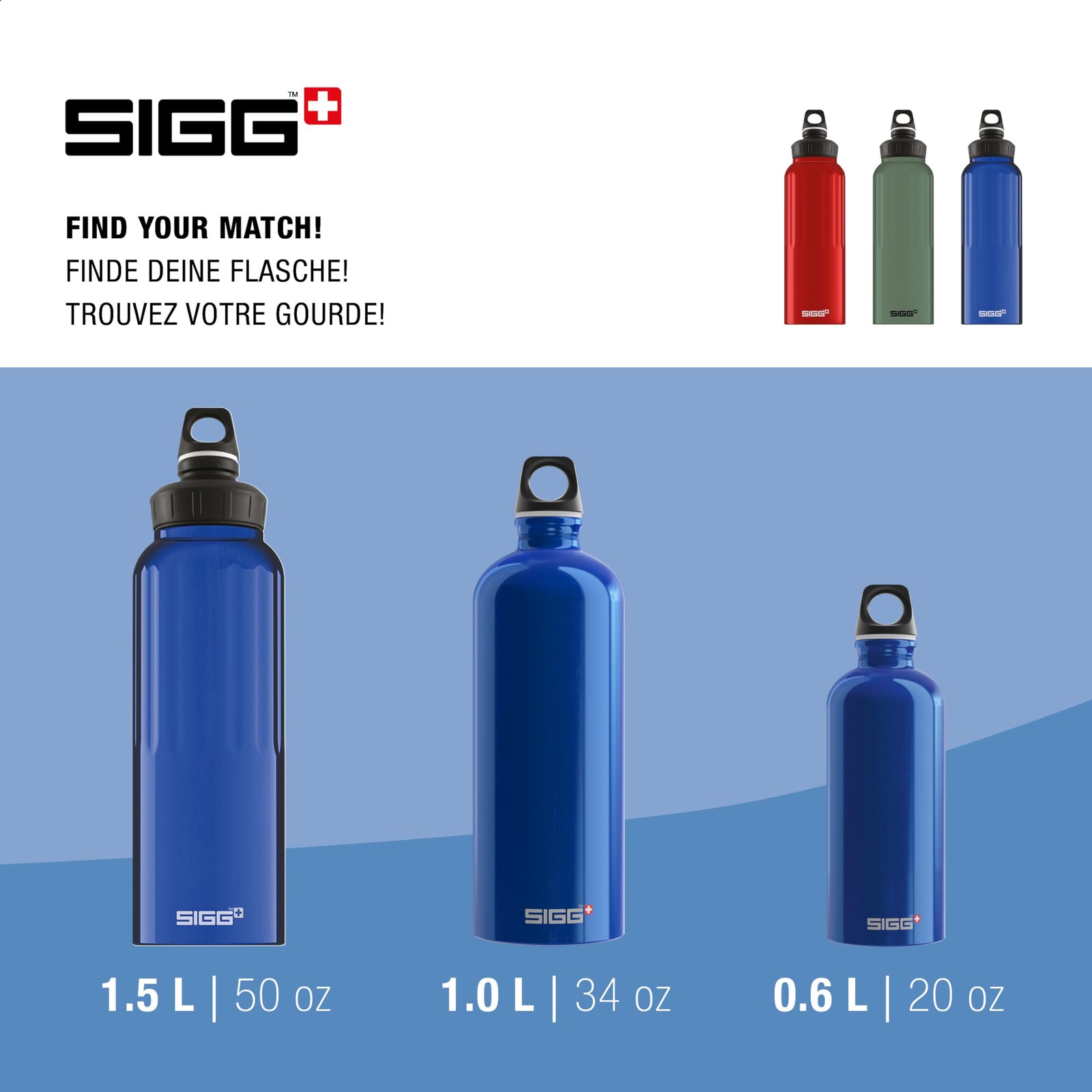Sigg – Reusable Water Bottle – WMB Traveller Blue 51 Oz – 50.7 Ounces,