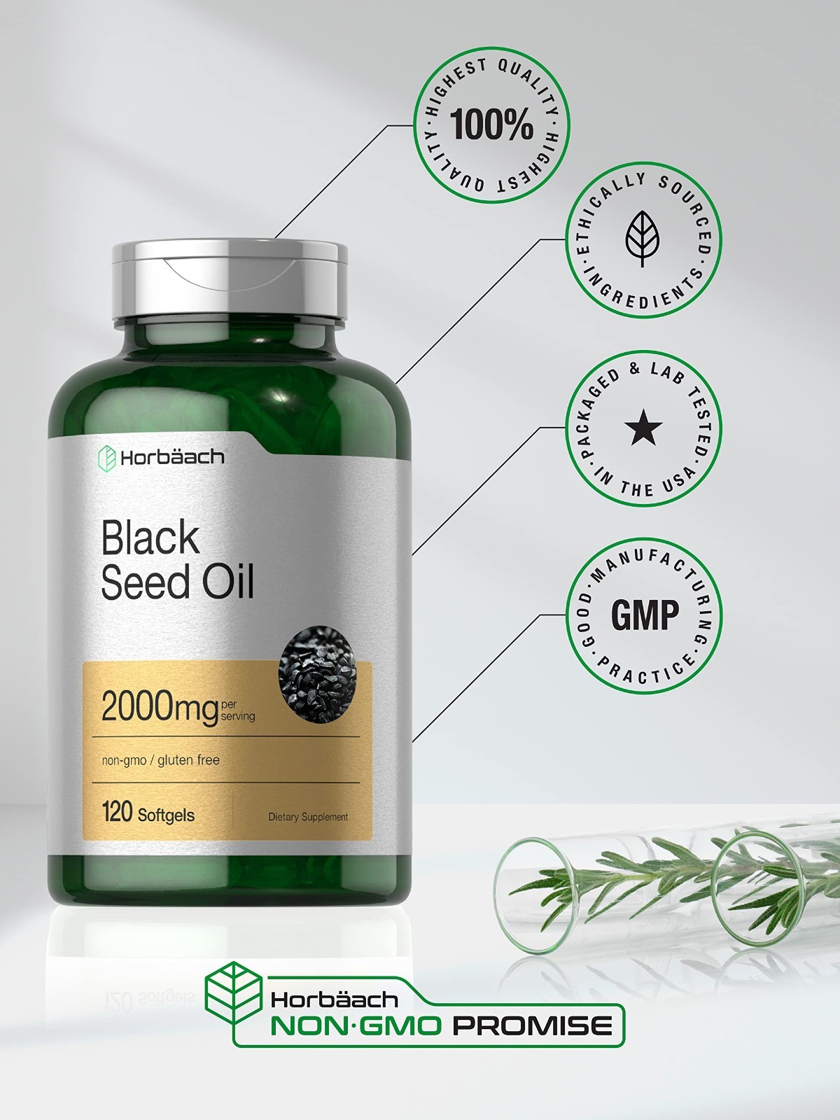 Cold Pressed Black Seed Oil Softgel Capsules 2000mg | 120 Count | Omega 6 & 9 |